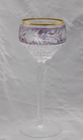 Beautiful antique Moser decorated art glass wine glass