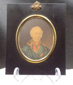 Antique miniature portrait Duke of Wellington. Hand colored.