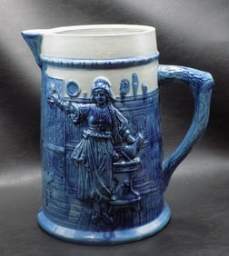 Late 1800 Flemish blue gray stoneware pitcher