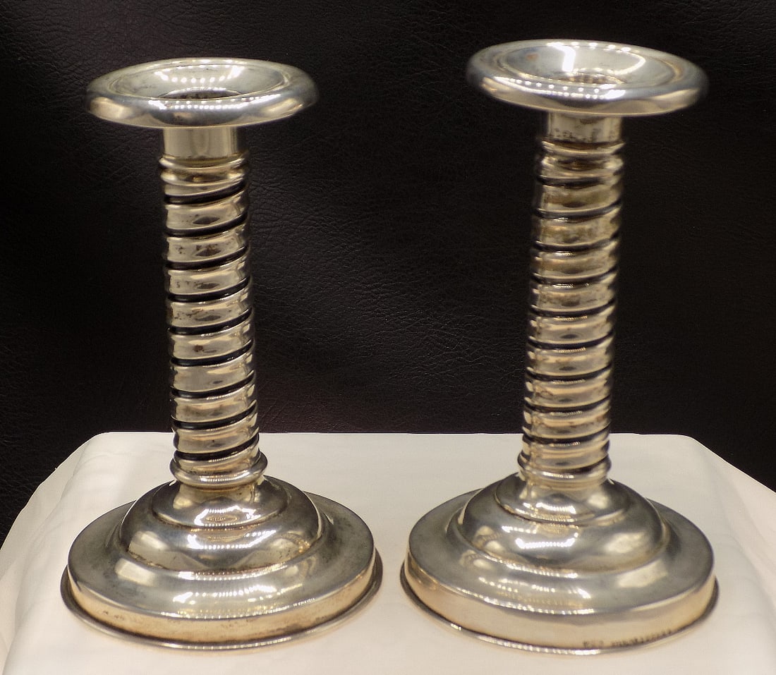 Beautiful pair of sterling silver candlesticks (1 of 8)