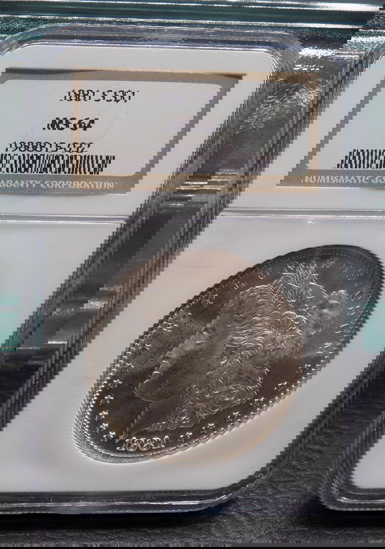 Uncirculated 1881 S MS64 Graded Morgan silver dollar by NGC (1 of 4)