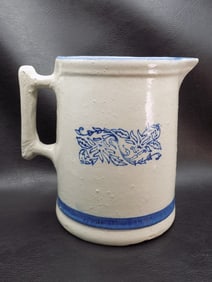 Late 1800 stoneware Wildflower and band milk pitcher
