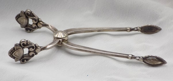 Ornate Georg Jensen sterling silver sugar tong