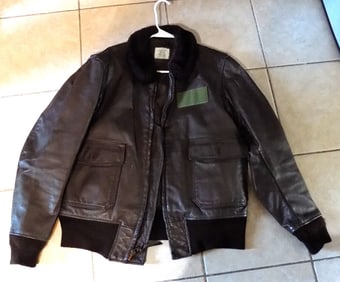 Vintage Naval leather flight jacket.