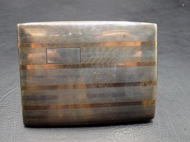 Antique 10k gold on sterling silver business card holder.