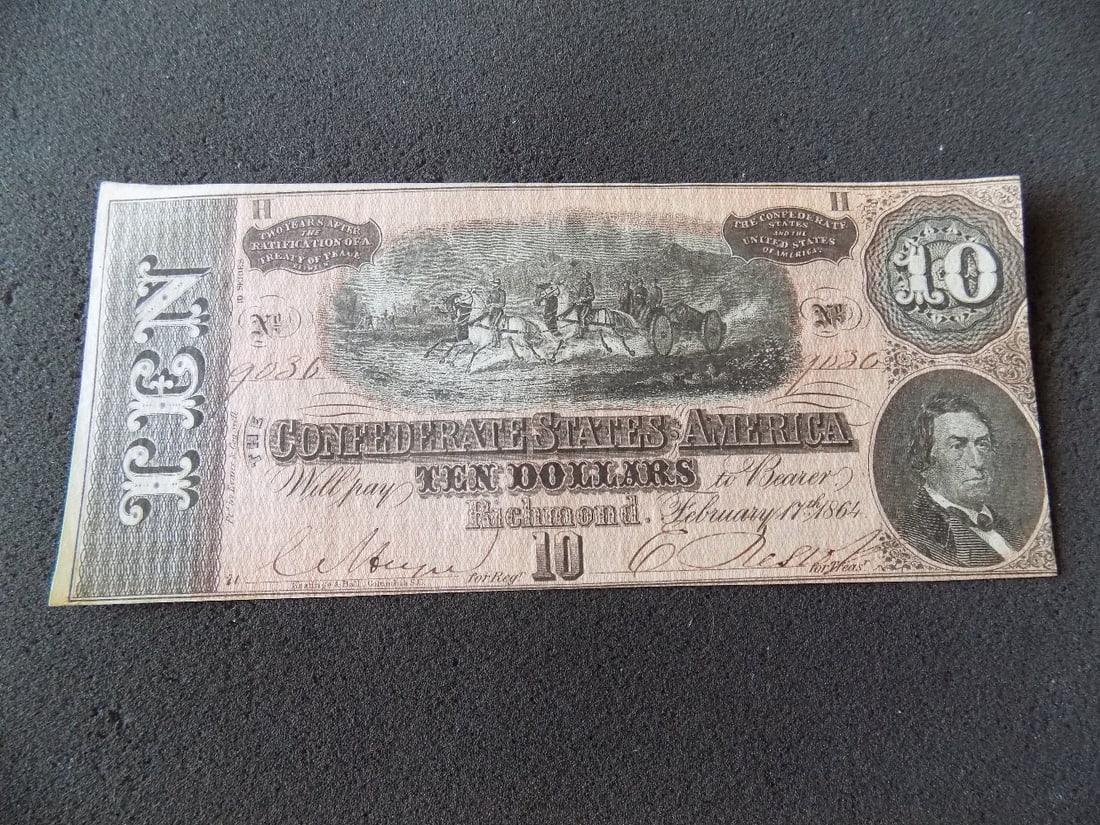 1864 $10 T-68-CSA Confederate States of America note. (1 of 5)