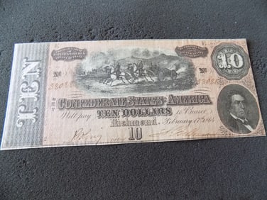 1864 $10 T-68-CSA Confederate States of America note