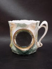 Beautiful decorated R S Prussia shaving mug with mirror