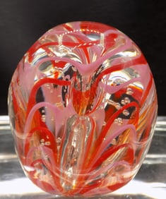 Beautiful unusual vintage art glass paperweight with pen holders