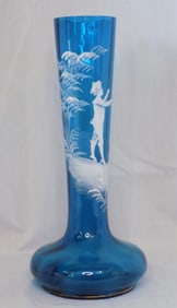 Elegant antique hand decorated art glass vase