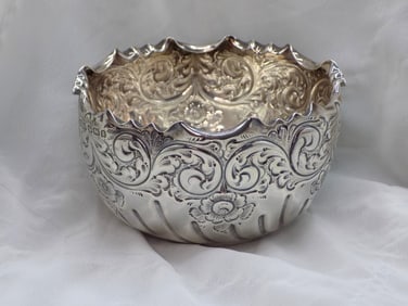 Ornate sterling silver bowl
