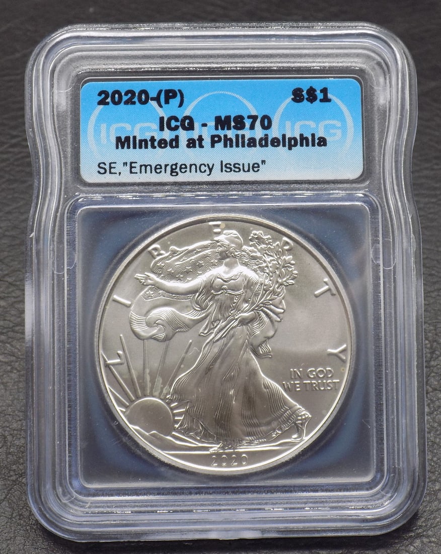 Uncirculated 2020 graded MS 70 by ICG American Eagle silver dollar. (1 of 4)