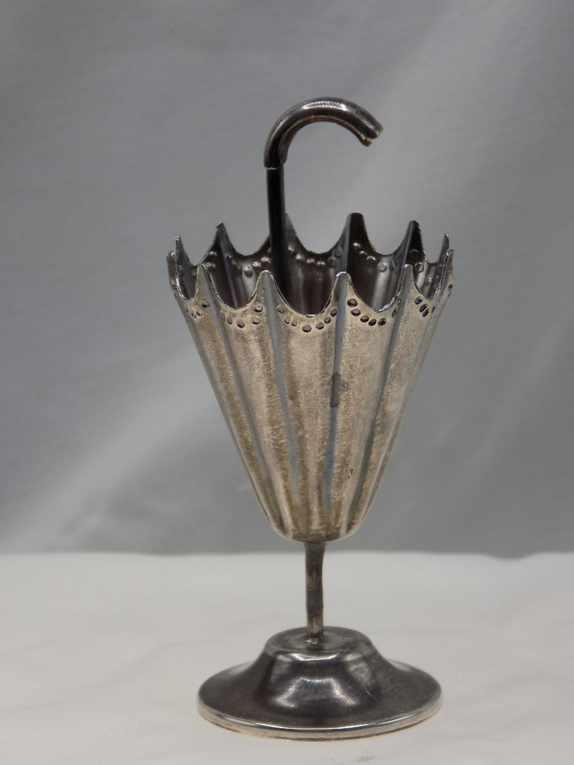 Unusual sterling silver umbrella toothpick holder (1 of 4)