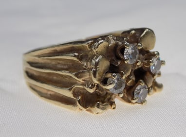 Beautiful vintage diamond 14k yellow gold mans ring