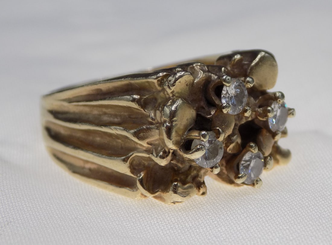 Beautiful vintage diamond 14k yellow gold mans ring (1 of 4)