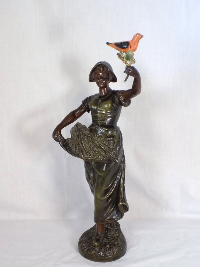 Vintage figural bronze of female figure signed Guillemin with foundry marked (1 of 10)