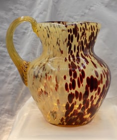 Vintage tortoise shell or cheetah spot art glass pitcher