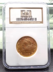 1895 $10 dollar graded MS 62 by NGC gold coin.