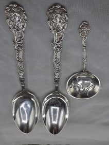 Three vintage Versailles Gorham sterling silver flatware serving pieces