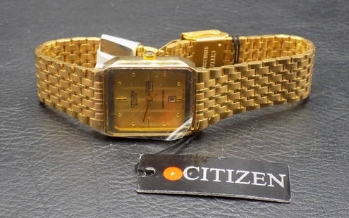 Vintage Citizen gold filled wrist watch. Chronograph: Vintage Citizen gold filled wrist watch. Chronograph. Original store tags. Looks to be never worn. Not running, probably needs batteries. Please see photos. 8 inches. For in house shipping. Please cal