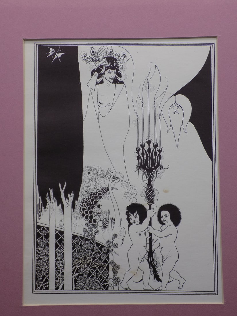 Vintage illustration Salome by Oscar Wilde Illus. by Aubrey Beardsley: Vintage illustration Salome by Oscar Wilde Illus. by Aubrey Beardsley 1 st Edition London 1927. In very good original as found condition. Great quality and detail. Mat size 14 inches x 11 inches. Imag