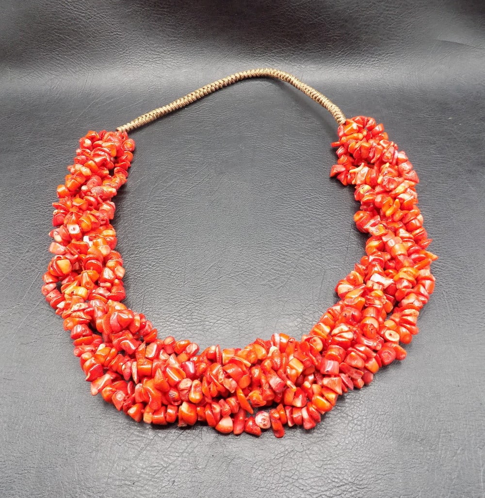 Beautiful vintage six strand coral necklace: Beautiful vintage six strand coral necklace. In very good original as found condition. Great quality and detail. No clasp. 27 inches total length. For in house shipping. Please call Mike at Thriftique