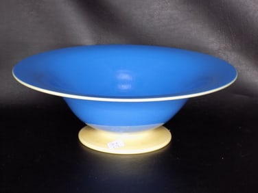 Vintage Steuben blue ivorene and alabaster pedestal bowl
