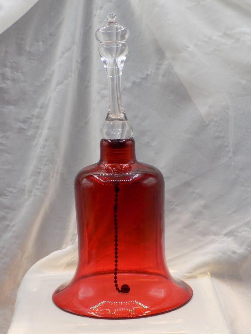 Vintage large cranberry art glass dinner bell (1 of 5)