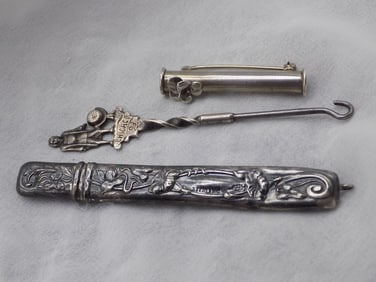 Three unusual sterling silver pieces including pencil