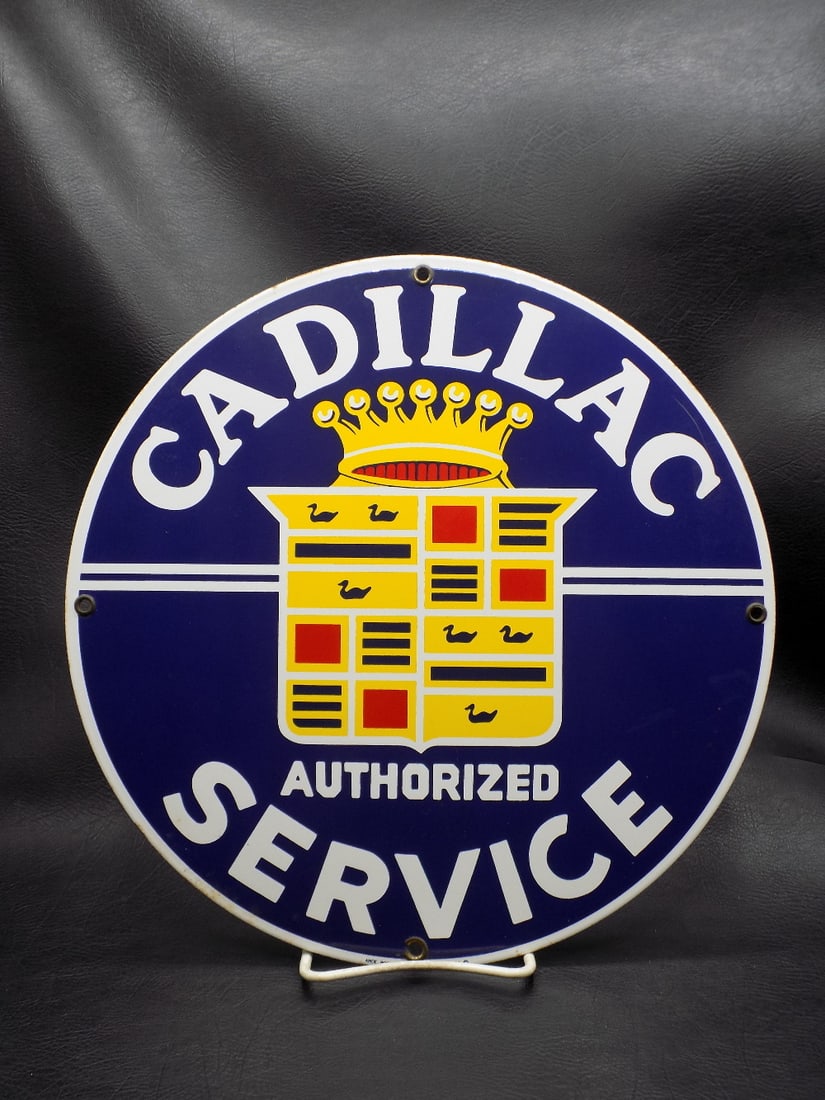 Vintage Cadillac Authorized Service porcelain advertising sign (1 of 4)