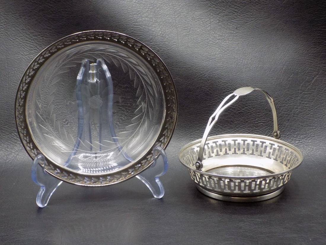 Two vintage sterling silver and cut glass serving pieces (1 of 7)