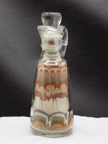 Vintage sand art cruet with elk.