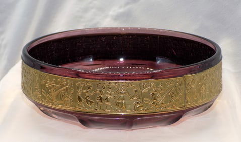 Vintage decorated Moser art glass bowl.