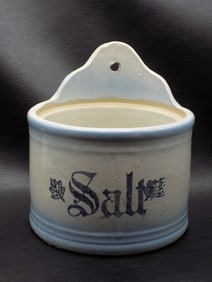 Vintage stoneware salt glass salt box