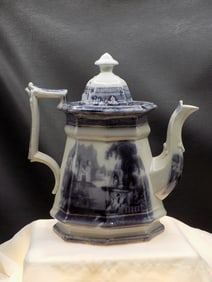 Fabulous antique decorated Mulberry Ironstone Montezuma teapot