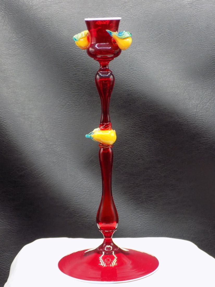 Vintage Venetian art glass candlestick with fruit (1 of 7)