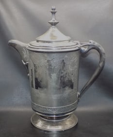 Wonderful highly decorated silverplated large coffee pot