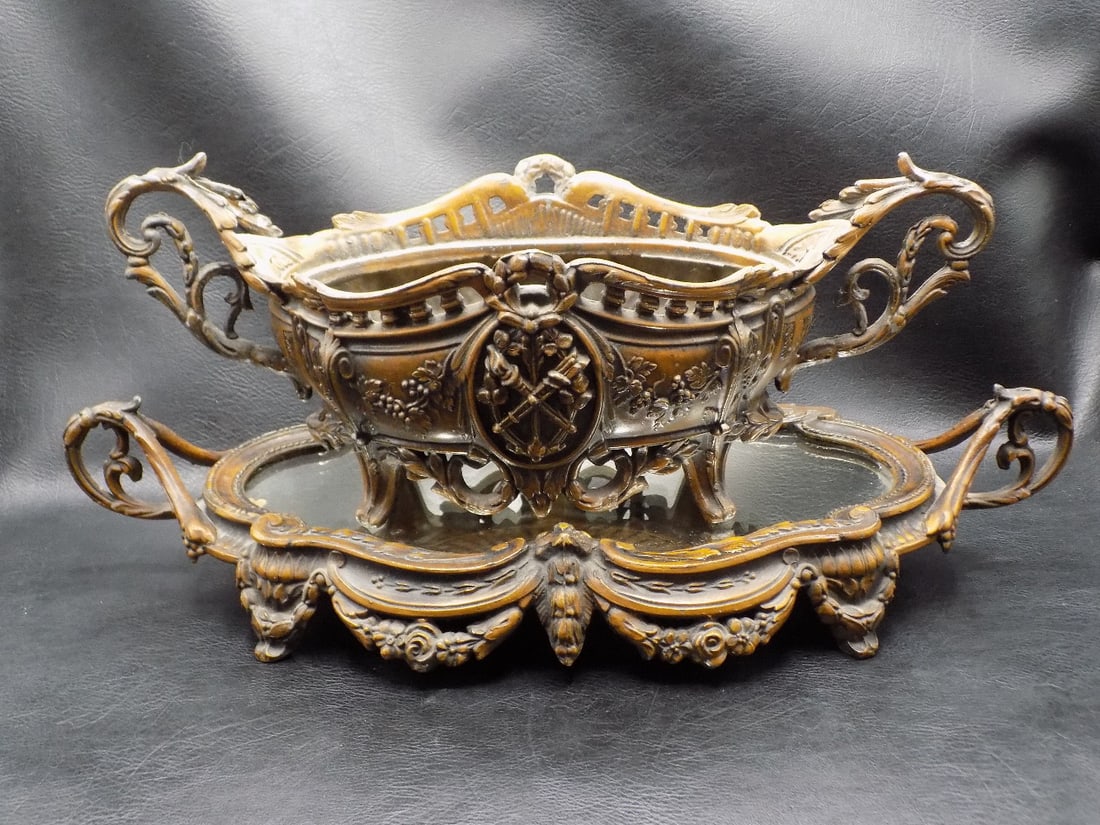 Fancy antique two piece set with fernery  and plateau mirror (1 of 8)