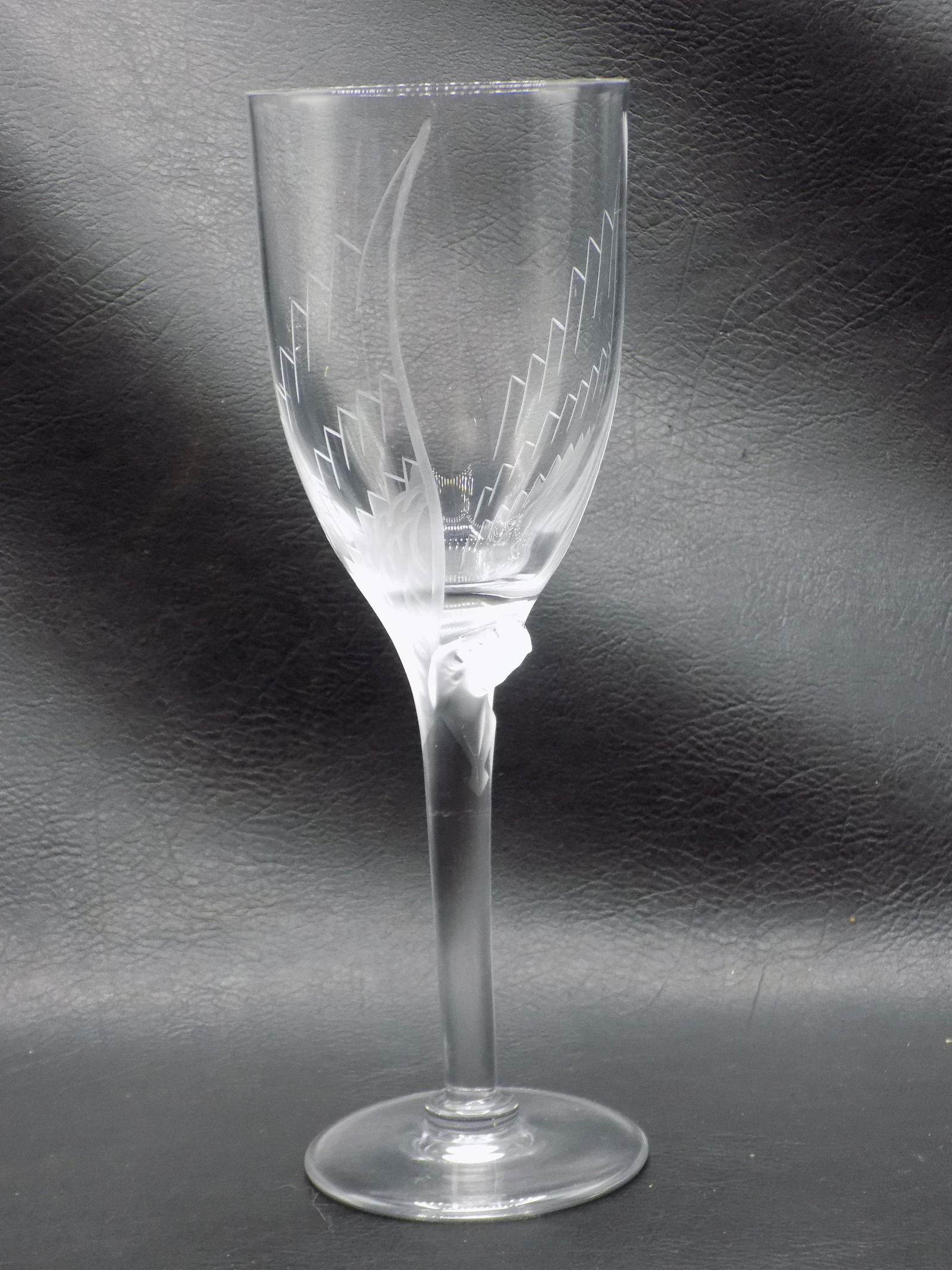 Lovely signed Lalique Ange De Reims Angel Wings  crystal champaign flute glass (1 of 5)
