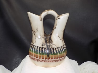 Vintage artist signed Native American Indian wedding vessel