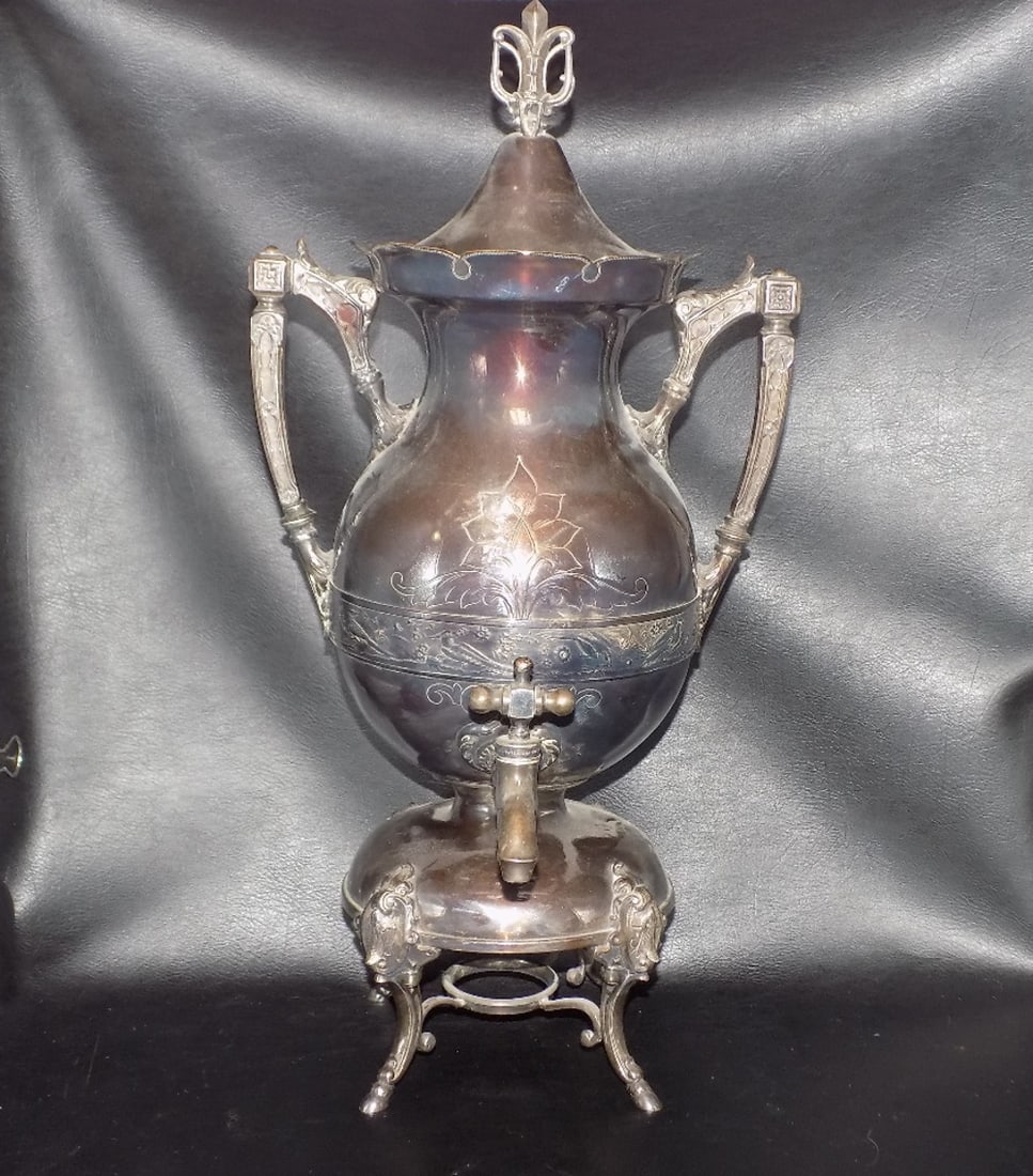 Antique Wilcox silverplated coffee urn samovar (1 of 10)
