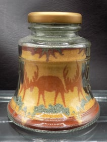 Vintage sand art bottle with elk.