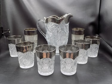 Vintage American pattern glass lemonade set