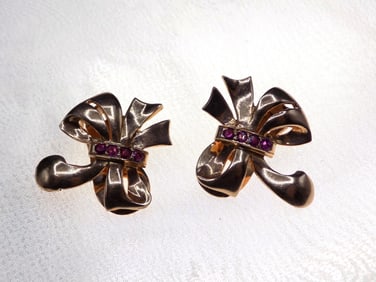 14 k yellow gold and ruby earrings