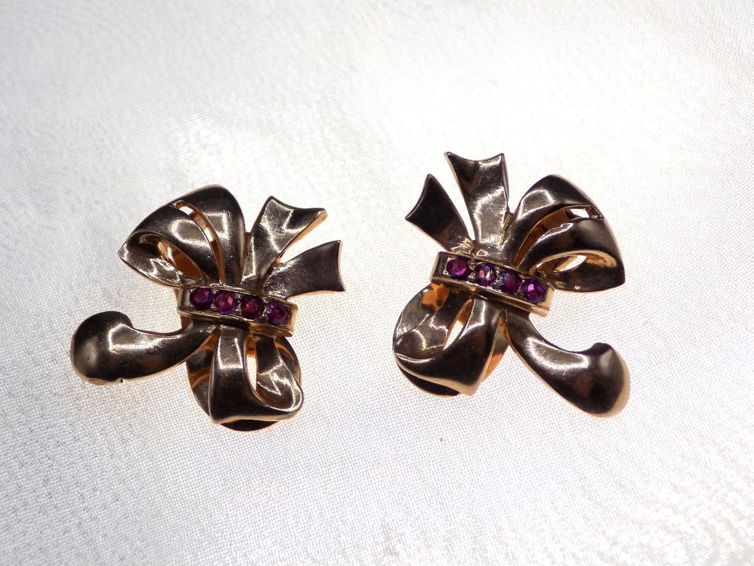 14 k yellow gold and ruby earrings (1 of 5)