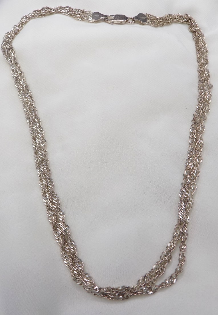 Vintage sterling silver 3 chain necklace (1 of 6)