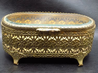 Exceptional vintage fancy filigree jewelry box