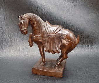 Vintage Chinese carved wood horse