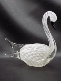 Elegant midcentury Murano art glass swan