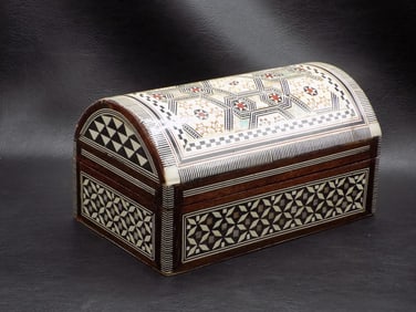 Inlaid mother of pearl jewelry box.